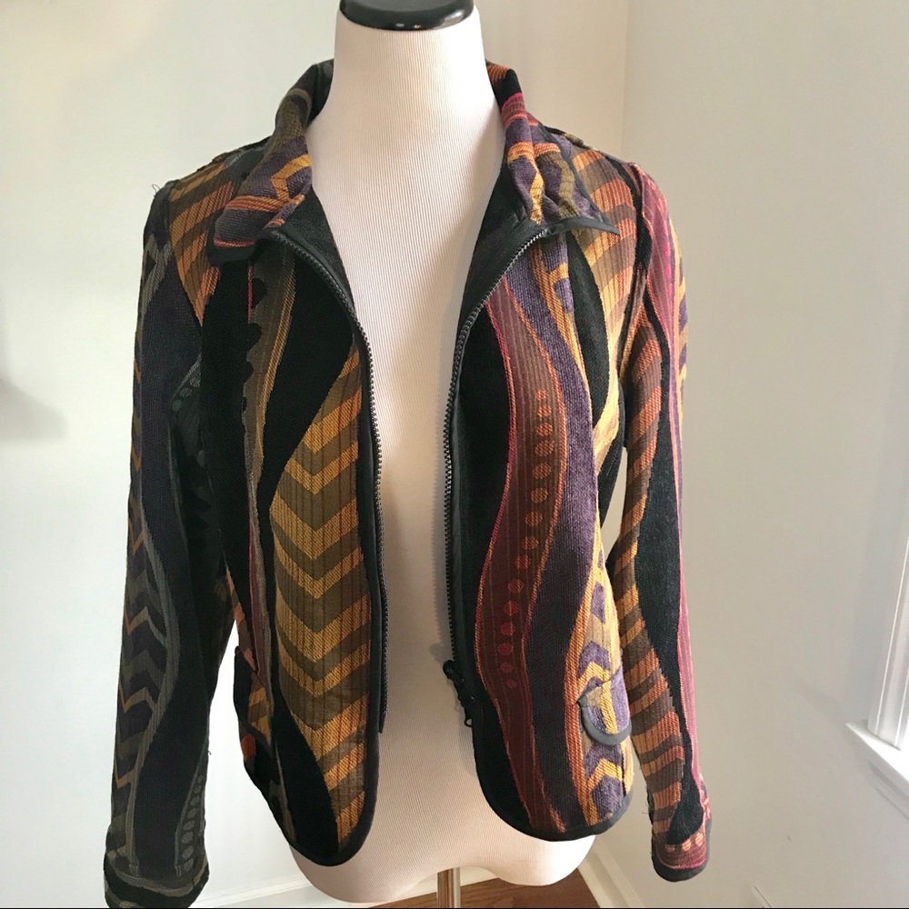 Patchwork / Tapestry Zipper Jacket - image 4